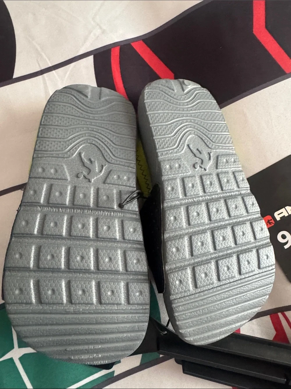 And1 Gray Slide Sandals with Neon Yellow Trim